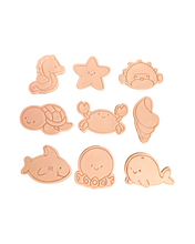 Load image into Gallery viewer, Sea Creatures  Cookie Cutter Stamp Sea Horse Shark Octopus Clam Starfish Crab Shell Whale Turtle Urchin