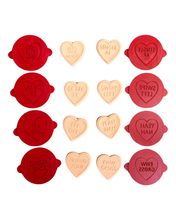 Load image into Gallery viewer, Anti Valentine's candy hearts cookie Debosser Galentines day Cookie Cutter Stamp Divorce conversation messages