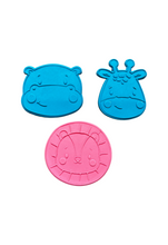 Load image into Gallery viewer, Safari Animals Head Cookie Cutter Stamp Lion Monkey Giraffe Hippopotamus Elephant
