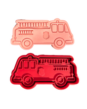 Load image into Gallery viewer, Vehicles Cookie Cutter Stamp tractor taxi firetruck police ambulance school bus double bus Beetle rubbish truck