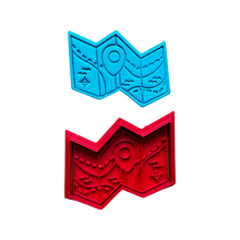 Load image into Gallery viewer, Travel Set Cookie Cutter Stamp stacked luggages globe passport boarding pass sunglasses