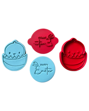Load image into Gallery viewer, Happy Easter Cookie Cutter embosser cute baby chicken egg shell