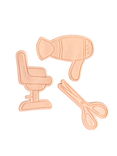 Load image into Gallery viewer, Hair Salon Cookie Cutter Stamp Scissors Blower Brush Comb Chair Iron