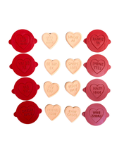Load image into Gallery viewer, Anti Valentine's candy hearts cookie Debosser Galentines day Cookie Cutter Stamp Divorce conversation messages