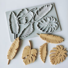 Load image into Gallery viewer, monstera fola silicon mould tropical leaves fern feather cake decoration tools resin mould