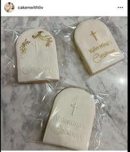 Load image into Gallery viewer, Christening cross cookie debosser fondant baptism personalised raised stamp gift