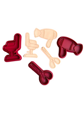 Load image into Gallery viewer, Hair Salon Cookie Cutter Stamp Scissors Blower Brush Comb Chair Iron