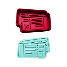 Load image into Gallery viewer, Travel Set Cookie Cutter Stamp stacked luggages globe passport boarding pass sunglasses