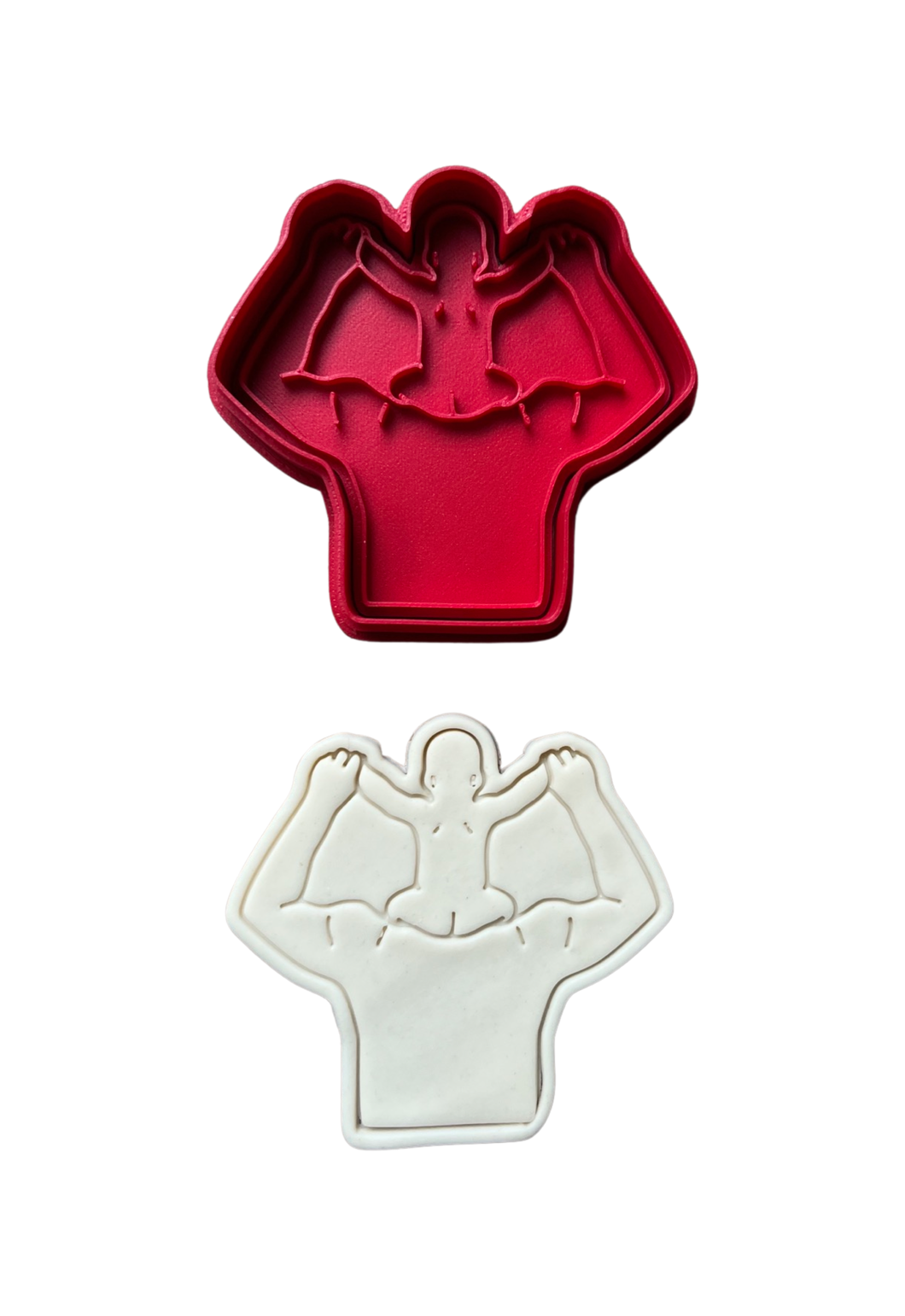 1st father's day cookie cutter kids on dad's shoulder backview milk beer cheers cookie cutter stamp