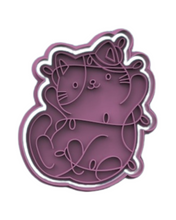 Load image into Gallery viewer, Christmas Cat Cookie Cutter Stamp Wreath bauble Cat Gingerbread man Hat