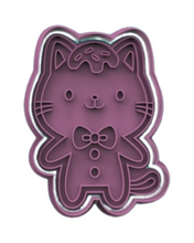 Load image into Gallery viewer, Christmas Cat Cookie Cutter Stamp Wreath bauble Cat Gingerbread man Hat