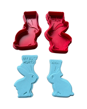 Load image into Gallery viewer, Funny bunny Cookie Cutter Debosser Easter My butts hurts
