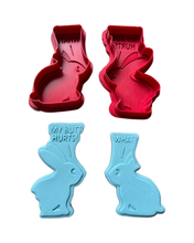 Load image into Gallery viewer, Funny bunny Cookie Cutter Debosser Easter My butts hurts
