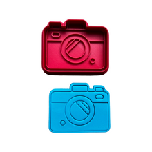 Load image into Gallery viewer, Travel Set Cookie Cutter Stamp stacked luggages globe passport boarding pass sunglasses