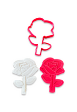 Load image into Gallery viewer, Rose Cookie Cutter Stamp single rose Valentine's day Wedding Mother's day