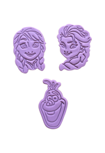 Load image into Gallery viewer, Princess Characters Cookie Cutter Stamp Anna Elsa Olaf