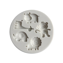 Load image into Gallery viewer, Zoo Animal silicone mould  - giraffe hippo elephant lion monkey