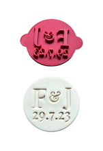 Load image into Gallery viewer, Initials wedding cookie Stamp custom Initals names date