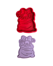 Load image into Gallery viewer, Cute Christmas Bear in santa sack Cookie Cutter Stamp Fondant Embosser Xmas