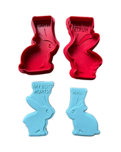 Load image into Gallery viewer, Funny bunny Cookie Cutter Debosser Easter My butts hurts