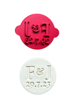 Load image into Gallery viewer, Initials wedding cookie Stamp custom Initals names date