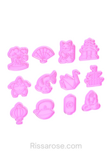 Load image into Gallery viewer, Japanese Theme Cookie Cutter Stamp Sakura Tree Fan Maneki-Neko Temple Sumo Koi Fish
