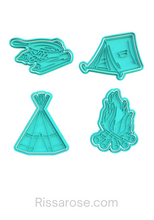 Load image into Gallery viewer, Camping Cookie Cutter Stamp Frying Pan Tent Tepee Campfire
