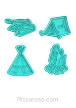 Load image into Gallery viewer, Camping Cookie Cutter Stamp Frying Pan Tent Tepee Campfire
