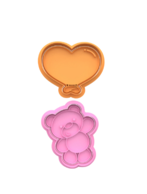 Teddy Bear and  Heart Balloon Cookie Cutter Stamp