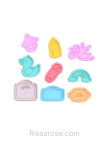 Load image into Gallery viewer, Baby Shower Elements Cookie Cutter Stamp Dummy Feeding Bottle Stork Duck Pin Rainbow Bib
