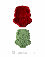 Load image into Gallery viewer, Graduation Bear Cookie Cutter Stamp Graduation Owl Lamb