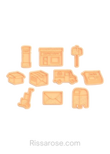 Load image into Gallery viewer, Post office Cookie Cutter Stamp folding trolley news paper Aus post Post fan Packing box