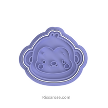 Load image into Gallery viewer, Safari Animals Head Cookie Cutter Stamp Lion Monkey Giraffe Hippopotamus Elephant