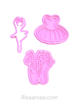Load image into Gallery viewer, Ballet Cookie Cutter Stamp Ballerina Tutu Pointe Shoes ribbon