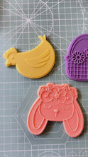 Load and play video in Gallery viewer, Easter cookie cutter debosser floral bunny Hen basket daisy carrots picnic