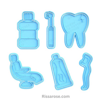Load image into Gallery viewer, Dental Cookie Cutter Stamp Toothbrush Dentist Chair Floss Toothpaste Mouthwash