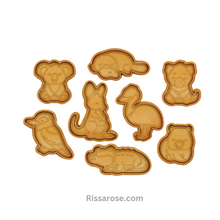 Load image into Gallery viewer, Australian Animals Cookie Cutter Stamp Koala Crocodile Kangaroo Platypus Wombats Emu Marsupials Cockatoos
