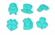 Load image into Gallery viewer, Saint Patrick's Day Cookie Cutter Stamp Pot Hat Clover Beer Leaf Rainbow