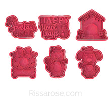 Load image into Gallery viewer, Dog Christmas Cookie Cutter Stamp Santa Paws Happy Howlidays Wreath Bone Cat