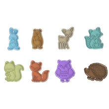 Load image into Gallery viewer, woodland theme animals - rabbit, bear, fox, raccoon and squirrel all 8