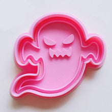 Load image into Gallery viewer, Halloween Cookie Fondant Cutter Stamp Skull Pumpkin Grave Witch Hat Mummy Candy Ghost