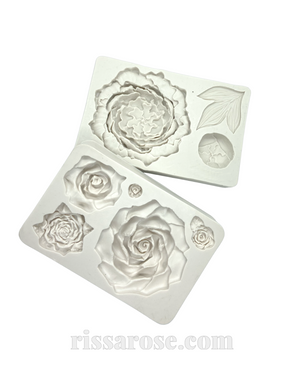rose peony silicone moulds- wedding floral cakes cupakes cookies both