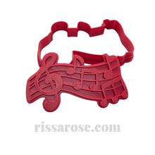Load image into Gallery viewer, music theme cookie cutter stamp - music note treble clef quarter beat cello saxophone music notes