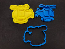 Load image into Gallery viewer, hot air balloon rocket space ship helicopter cookie cutter and stamp helicopter