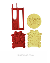 Load image into Gallery viewer, Merry Woofmas Cookie Cutter Stamp Christmas wreath dog bone personalise space