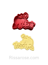 Load image into Gallery viewer, A+ Teacher Cookie Cutter Stamp Apple Pencil Teach