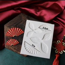 Load image into Gallery viewer, Asian fan Silicone Mould Chinese New Year flowers, leaves fan