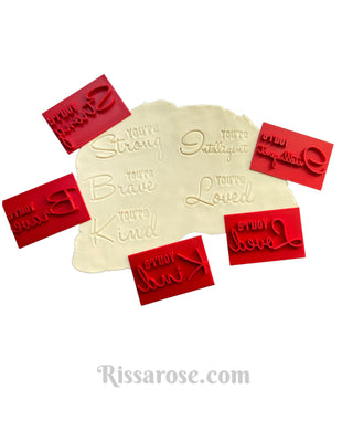 affirmation cookie stamps -you are strong brave loved kind beautiful unique creativity intelligent