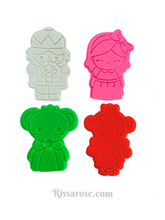 Load image into Gallery viewer, nutcracker characters christmas cookie cutter stamp- clara,sugarplum fairy &amp; the mouse king all 4

