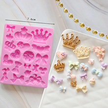 Load image into Gallery viewer, silicone silicon bow bows heart crown mould mold cake fondant sugarcraft soap princess theme
